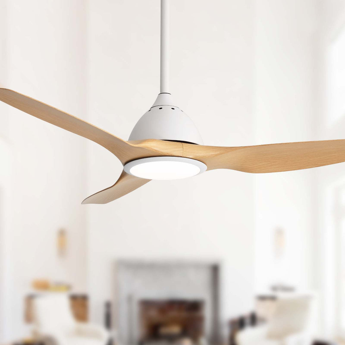 Bredoom Ceiling Fan With Remote Control And LED Light, Blades, Reversible DC Motor For Indoor / Outdoor Use