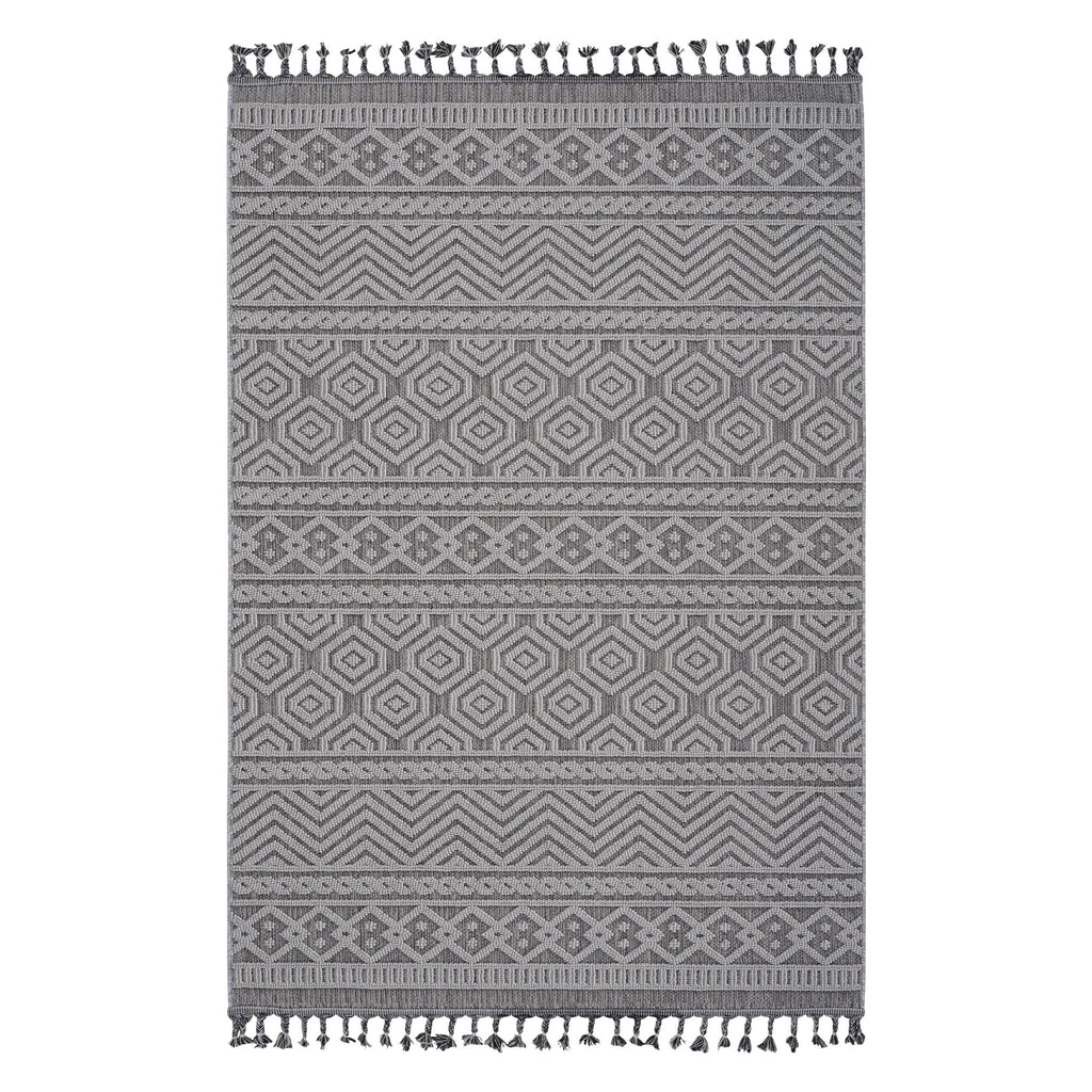 Guros - 8' X 10' Geometric Indoor / Outdoor Area Rug - Gray / White