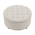 Tufted Storage Ottoman - Almond