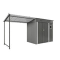 Lean To Shed With Open Sided Pergola, Outdoor Storage Shed & Attached Hardtop Gazebo Combo - Gray