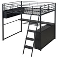 Loft Bed With LED Desk And 4 Storage Shelves