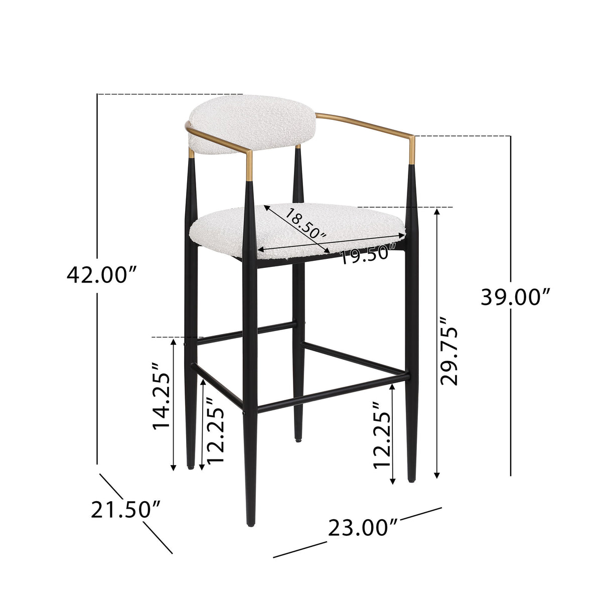 Upholstered Bar Stools With Backs For Kitchen Island (Set of 2) - Beige
