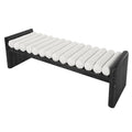 Upholstered Bench With Rolled Cushions - Black / Beige