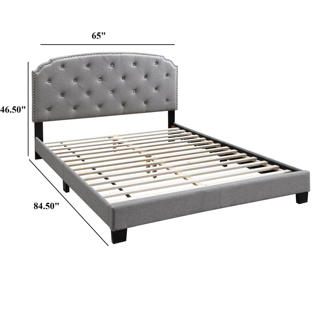 Button Tufted Bed With Nailhead Trim