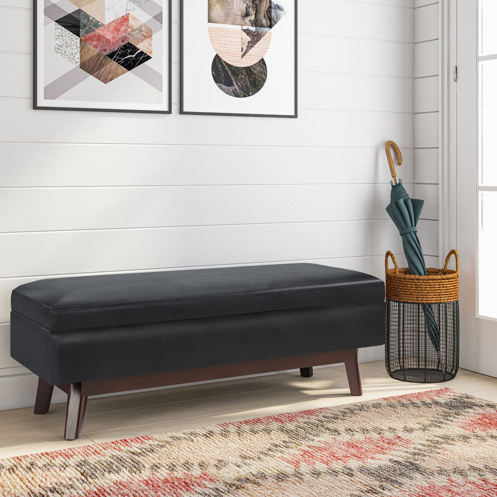 Owen - Rectangular Storage Ottoman - Midnight Black
