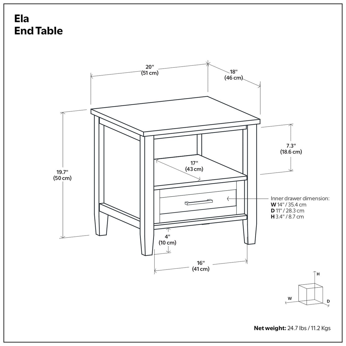 Ela - End Table - Brown