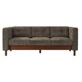 3 Seater Sofa With Square Arms, Tufted Pillow Back For Living Room