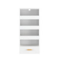 4 Tier Freestanding Bookshelf With 3 Sliding Drawers And 1 Bottom Drawer - White