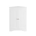 Corner Cabinet With 2 Doors And Adjustable Shelves, Freestanding Narrow Storage Organizer For Bathroom - White