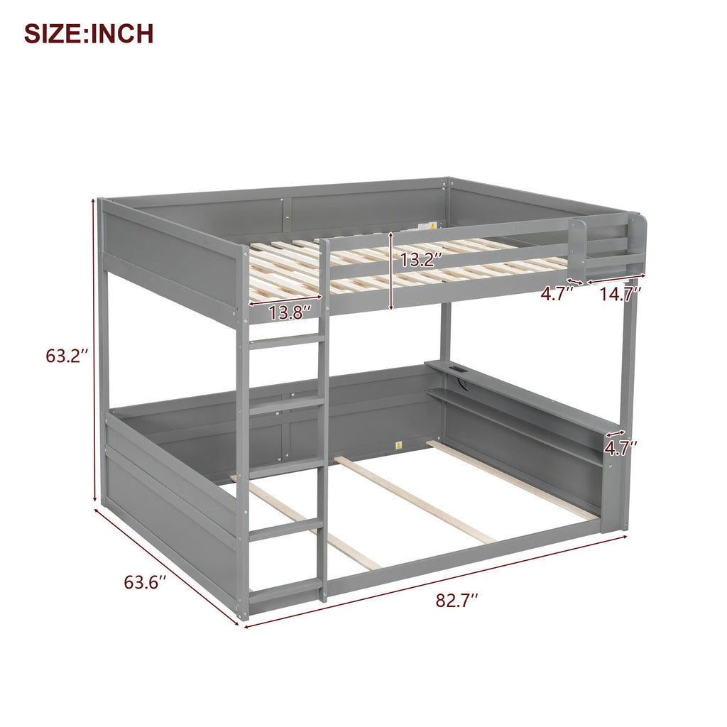 Bunk Bed With Built In Shelves, Storage Box, LED Light And USB Charging Station