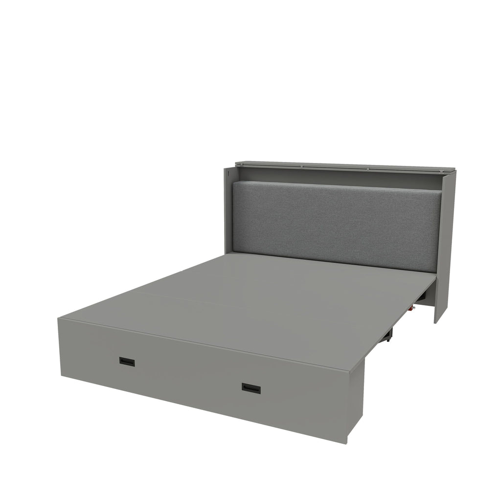 Full Murphy Bed With Storage Drawers, Charging Station, Foldable Panels, And Silent Swivel Wheels
