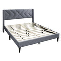 Elegant Bed With Upholstered Headboard, Platform Base