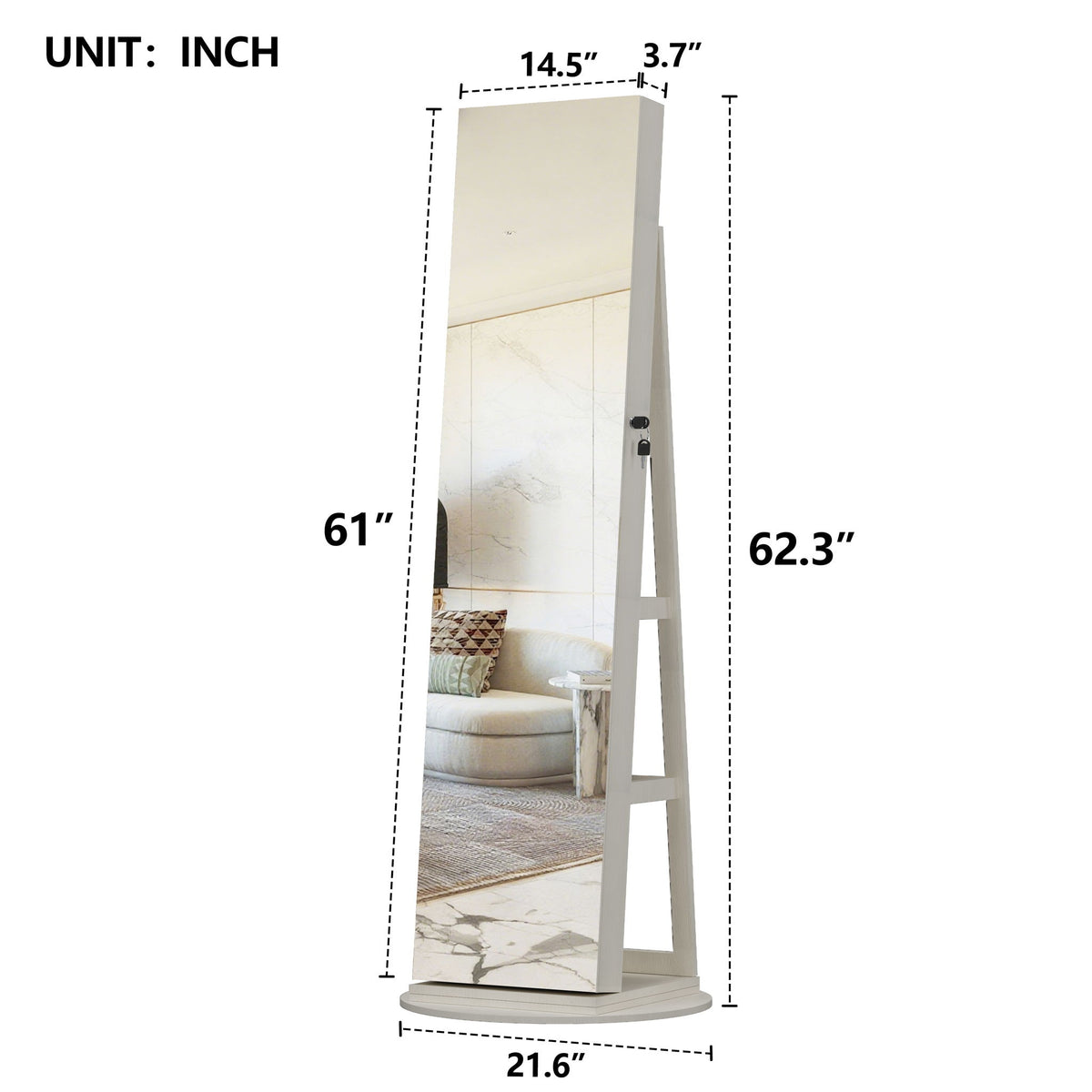 Swivel Jewelry Cabinet With Full Length Mirror