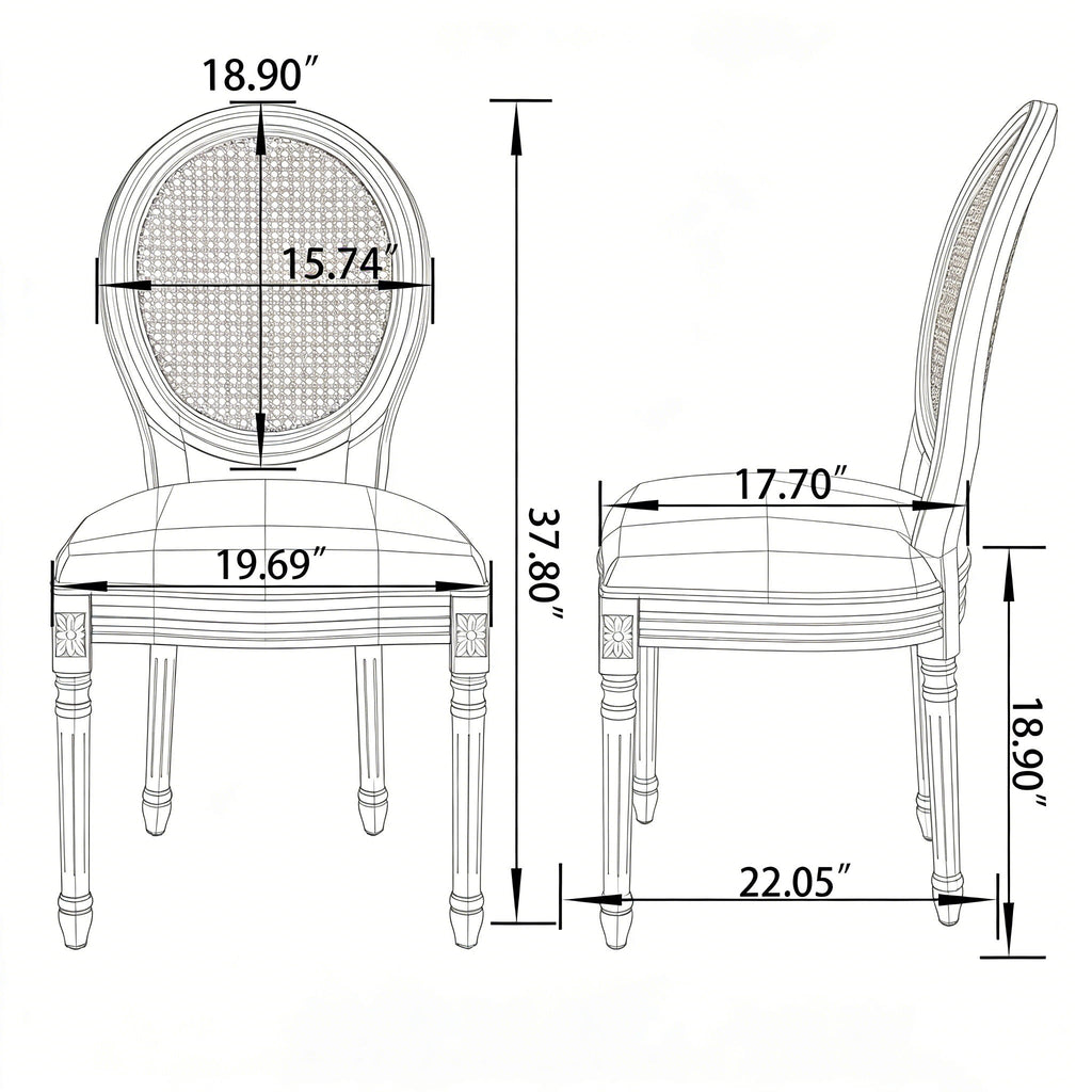 Dining Chairs, Upholstered With Round Back (Set of 2) - Black
