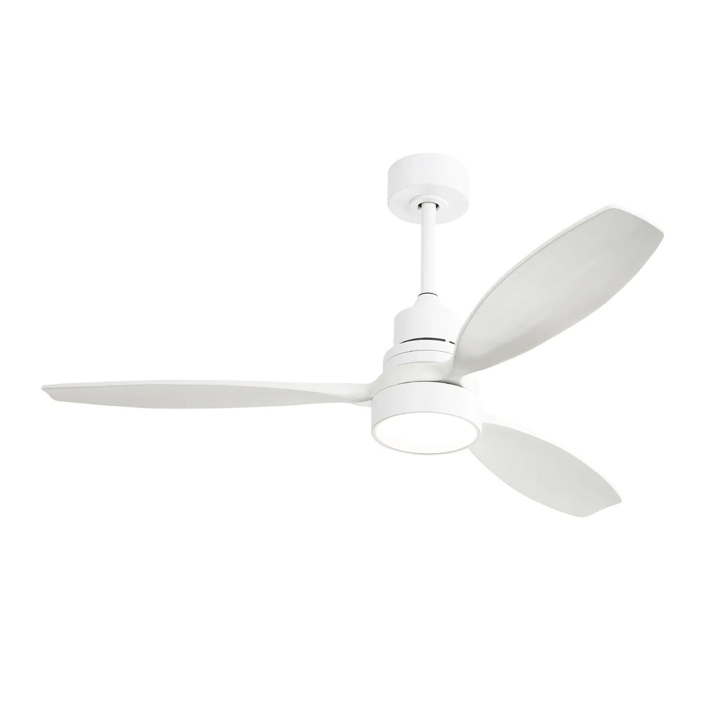 52" Ceiling Fan White 3 Blades Remote Control Reversible DC Motor With LED Light - Matte White