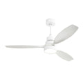 52" Ceiling Fan White 3 Blades Remote Control Reversible DC Motor With LED Light - Matte White