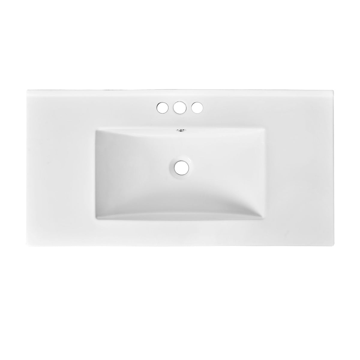 Single Bathroom Basin Sink Vanity Top Only & 3 Faucet Holes - White
