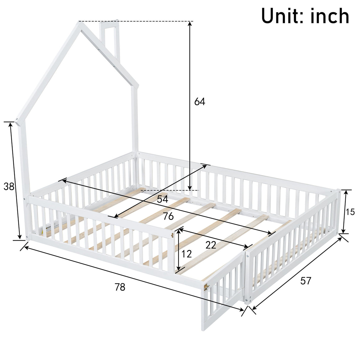 House Platform Bed With Guardrail