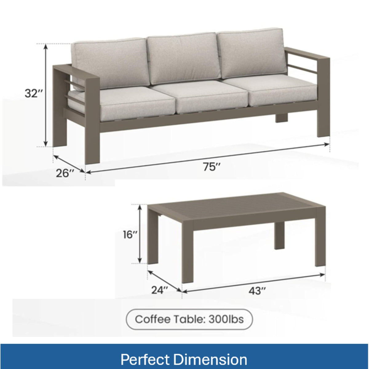 Outdoor Patio Set All-Weather & Thick Cushions