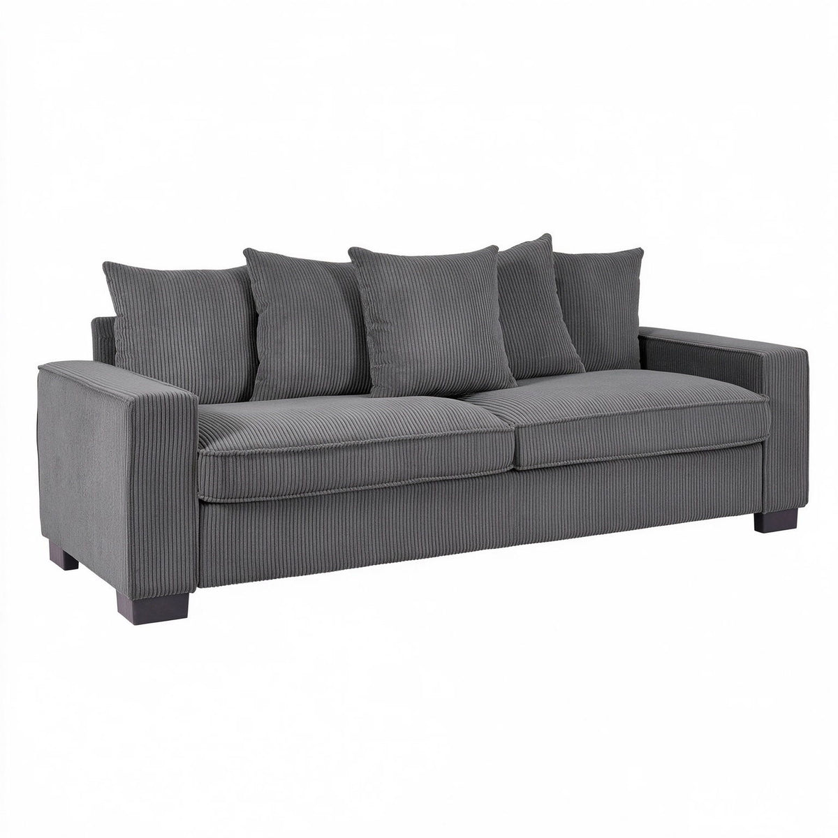Luxe Sofa With 5 Matching Toss Pillows, Sleek Design, Spacious And Comfortable 3 Seater Couch