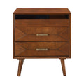Nightstand With Charging Station, Bedside Table, 2 Drawers And Open Shelf, USB / Type C Ports For Bedroom - Walnut