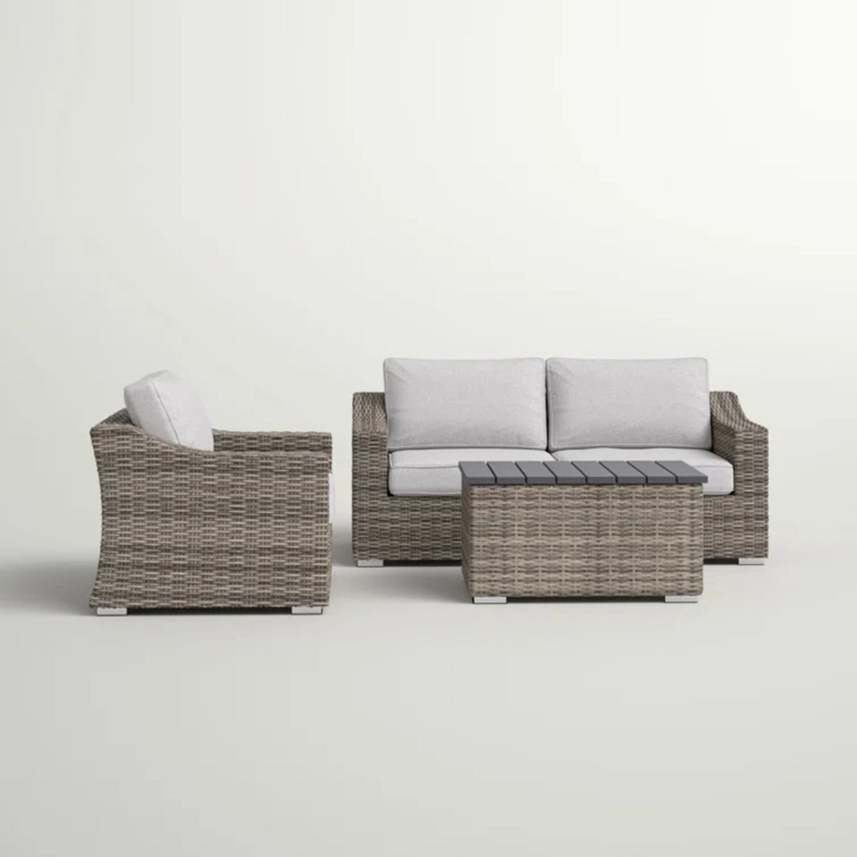 3 Person Seating Group With Cushions Perfect For Outdoor Relaxation - Gray / Gray Mix