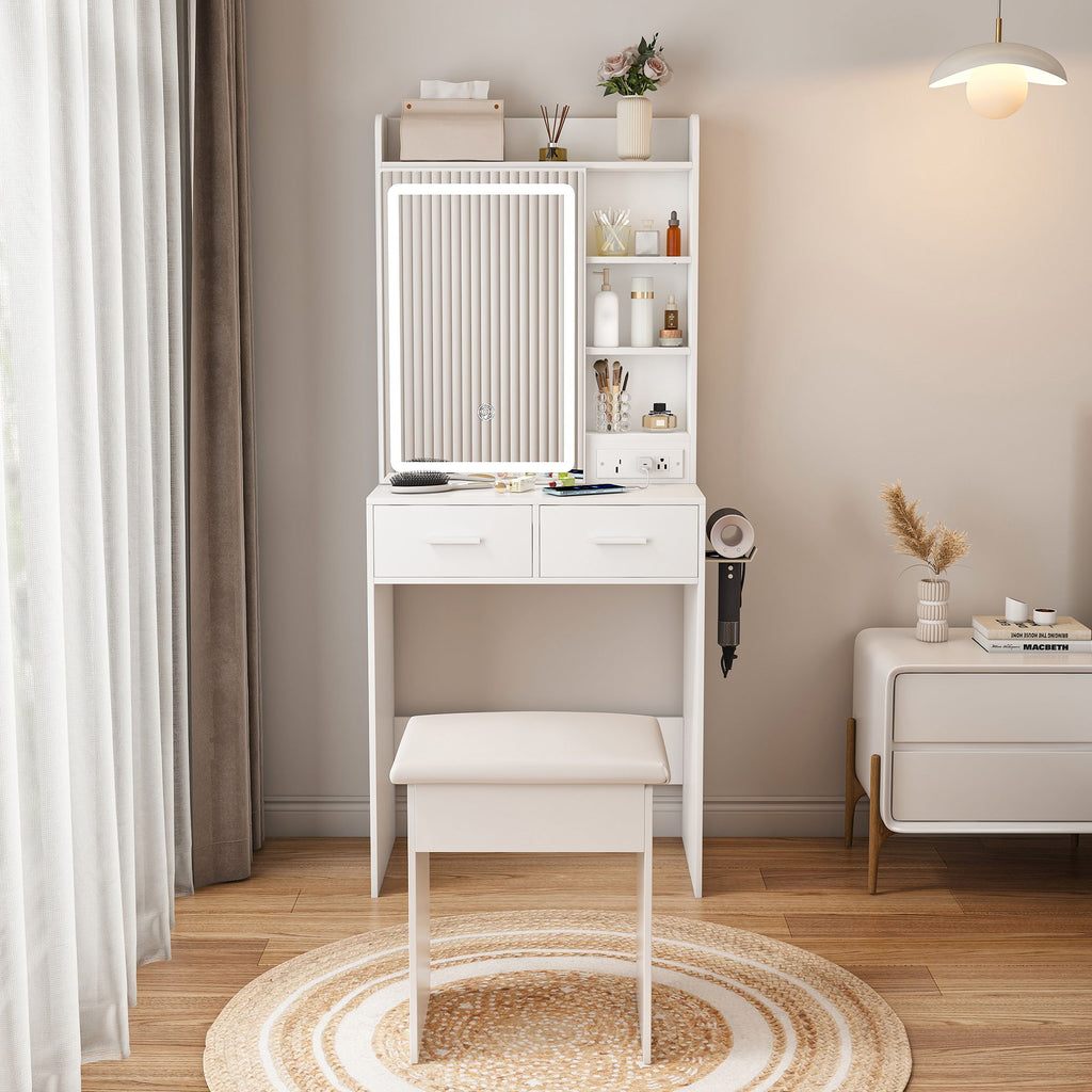 Small Makeup Vanity Desk With Adjustable LED Lights