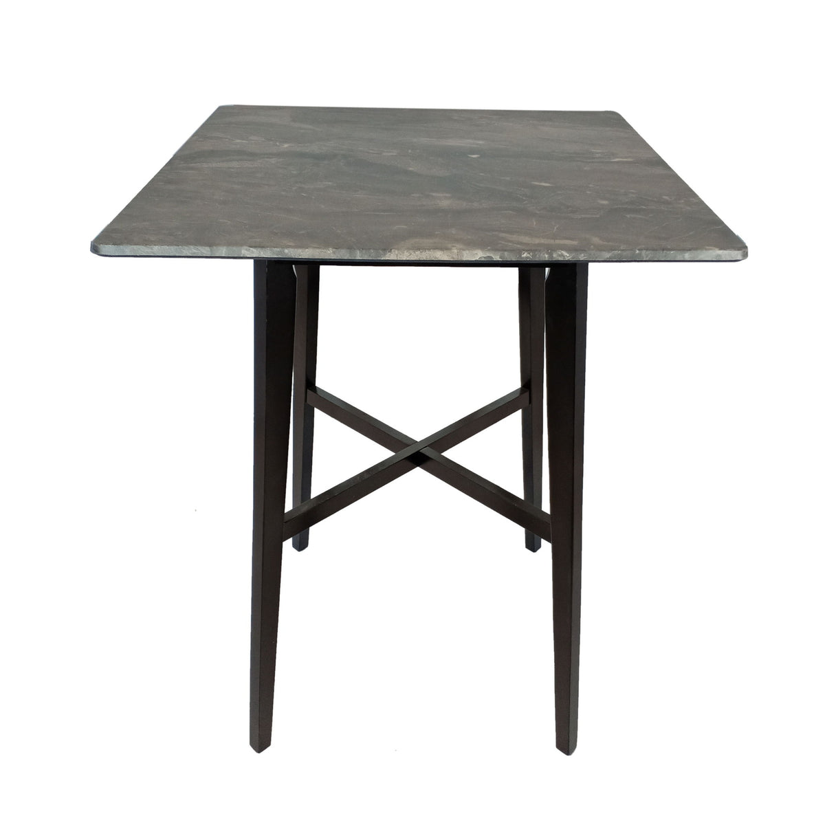 Modern Bar Height Dining Table, Rubberwood Legs And Laminate Table Top, Paladina Marble - Black