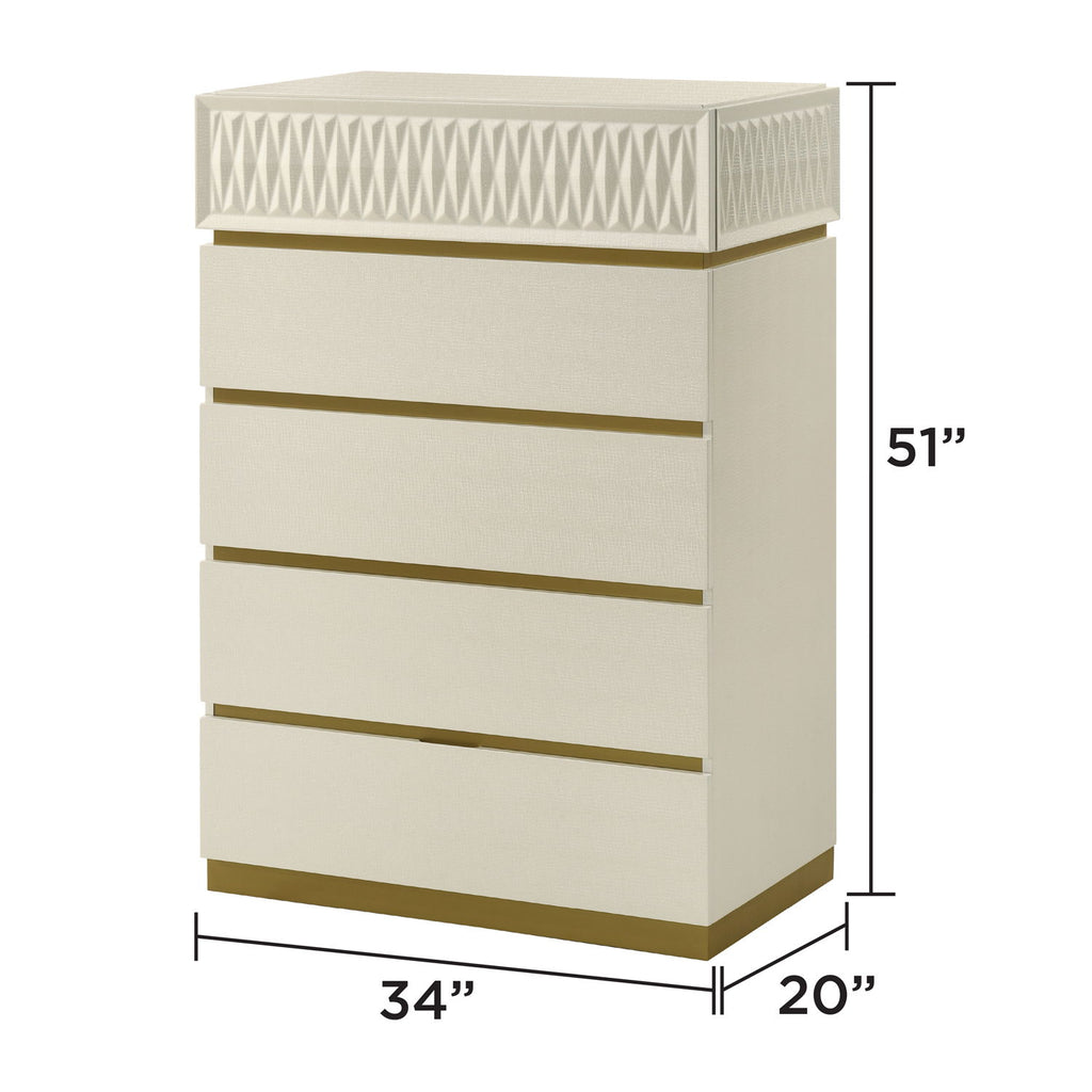 Stanley - 5 Drawer Chest With Crocodile Texture - Gray