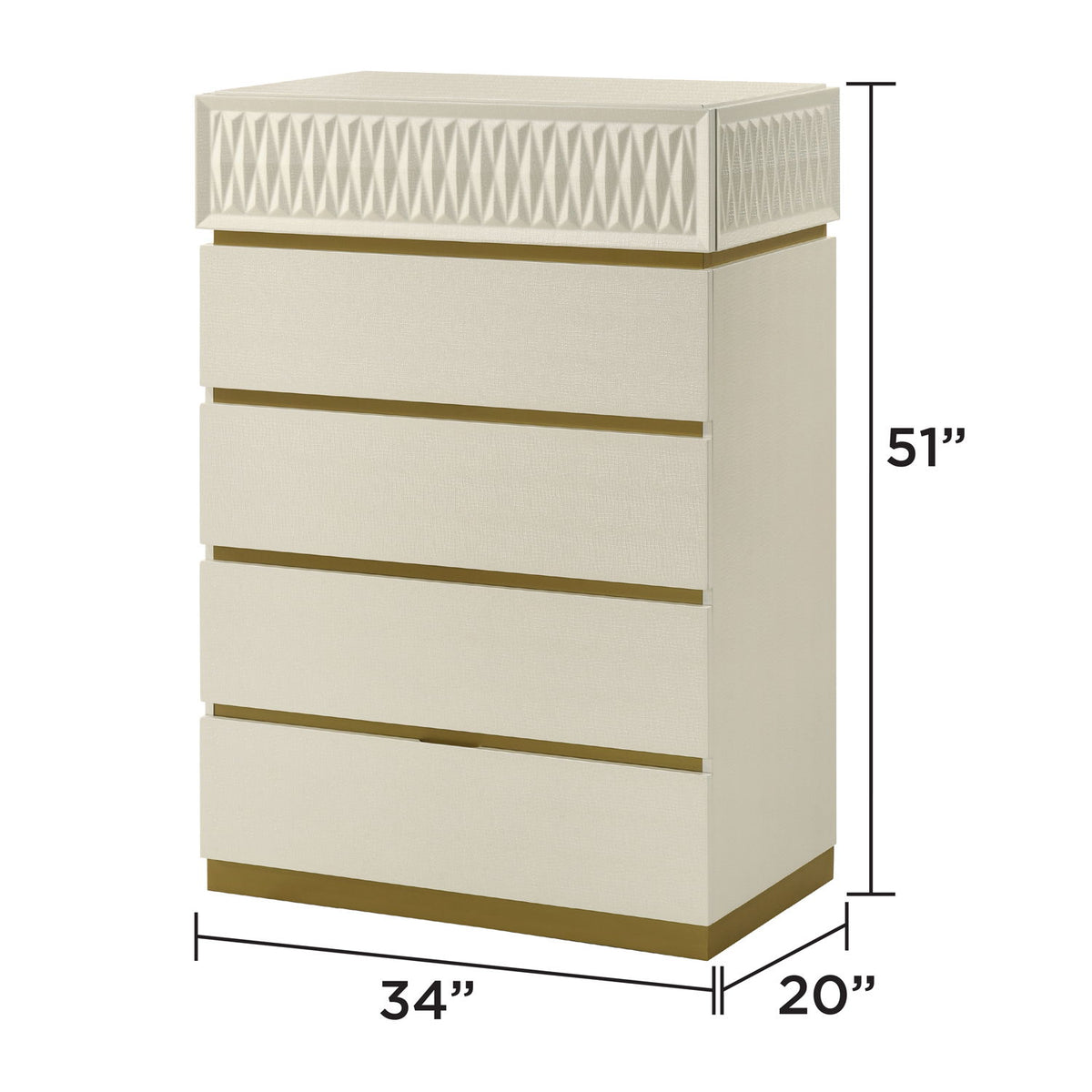 Stanley - 5 Drawer Chest With Crocodile Texture - Gray