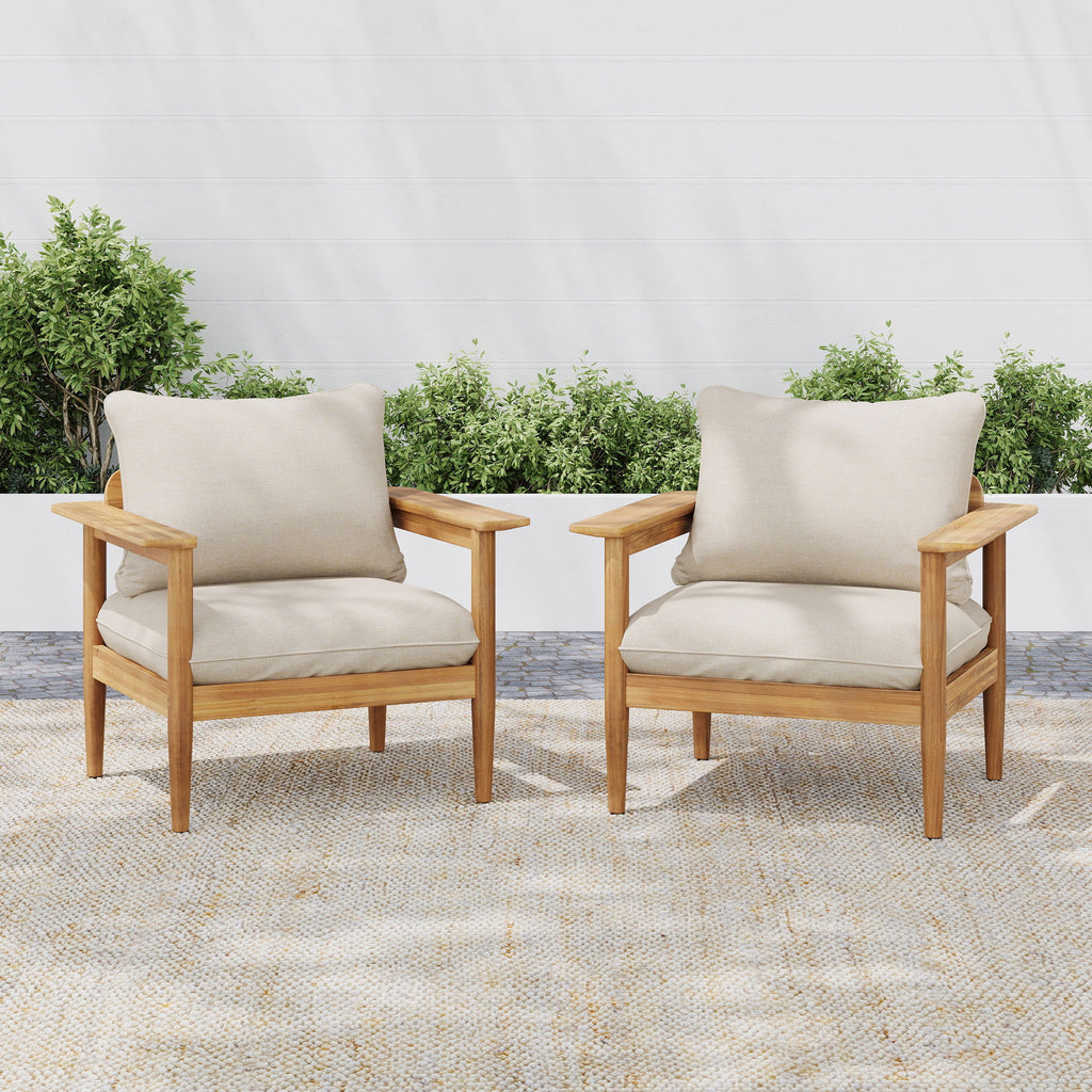 Terassi - Outdoor Lounge Chair (Set of 2) With Cushions - Beige / Light Teak