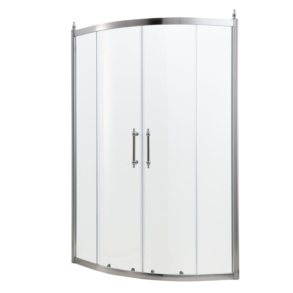Framed Tub Shower Enclosure With Clear Tempered Glass