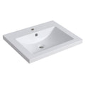 Bathroom Vanity Top With Integrated Sink, Center Basin, 1 Piece Countertop With Pre Drilled Faucet Hole - Glossy White
