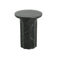 Outdoor Lightweight Concrete BMarble Effect Side Table, Living Room End Table - Black / Marble