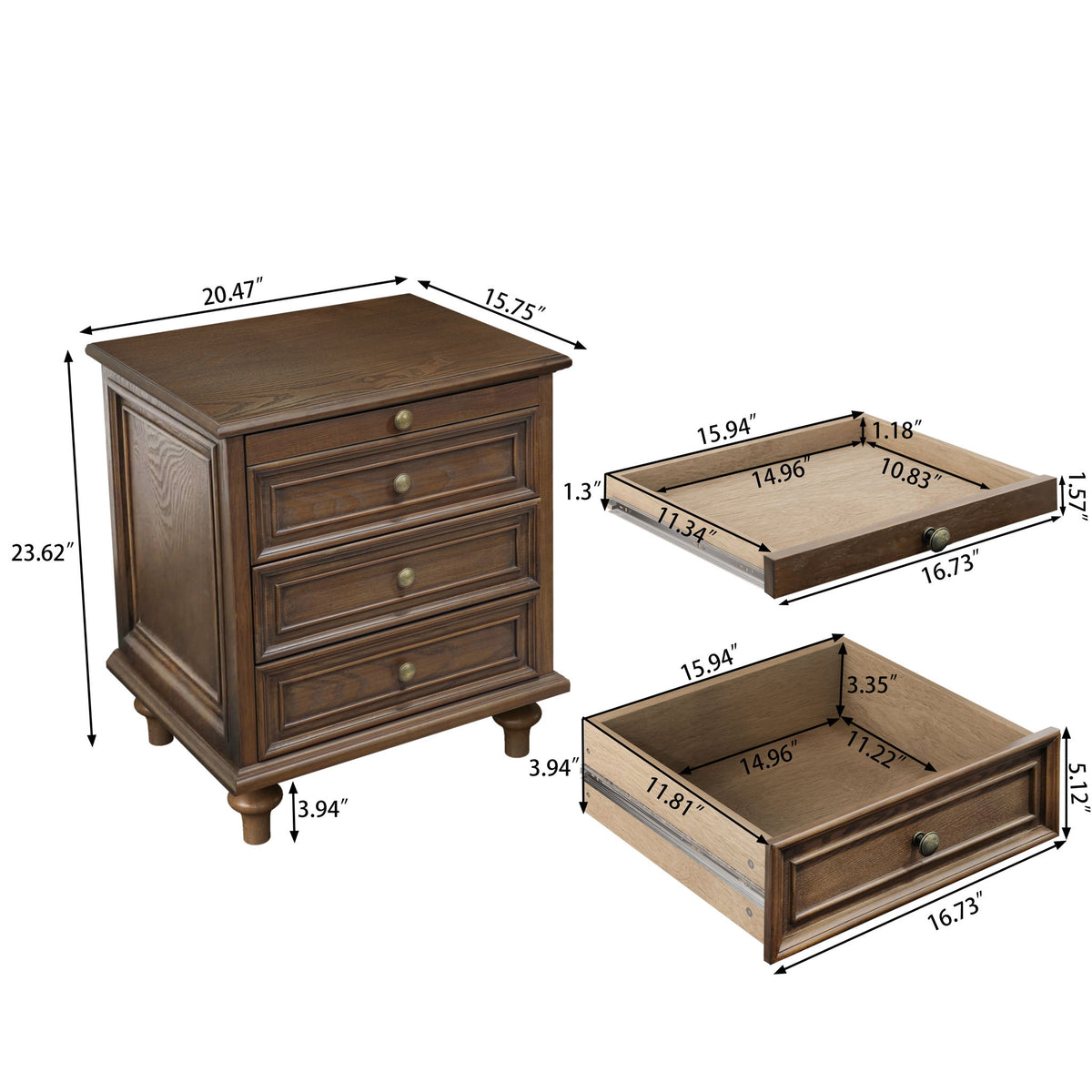 Farmhouse Nightstand With 4 Drawers