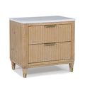 Nightstand With Accented Hardware - Natural Wood