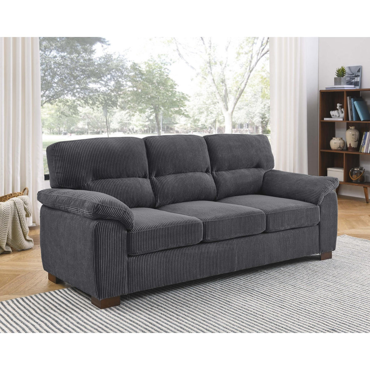 Vintage Inspired 3 Seat Sofa With Tufted Cushions