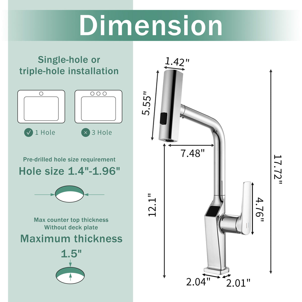Touchless Kitchen Faucet With LED Display