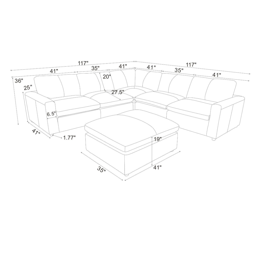Upholstered Large Seating Modular Sectional