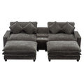 Modern Sectional Sofa With Removable Ottomans, USB Ports