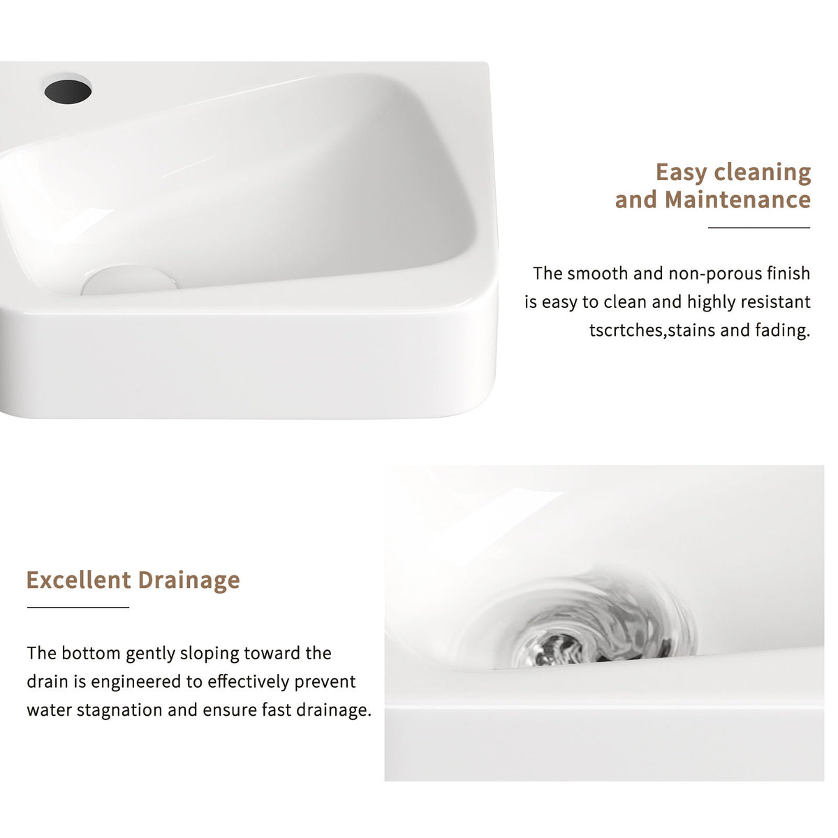 Wall Mounted Bathroom Sink With Faucet And Drain