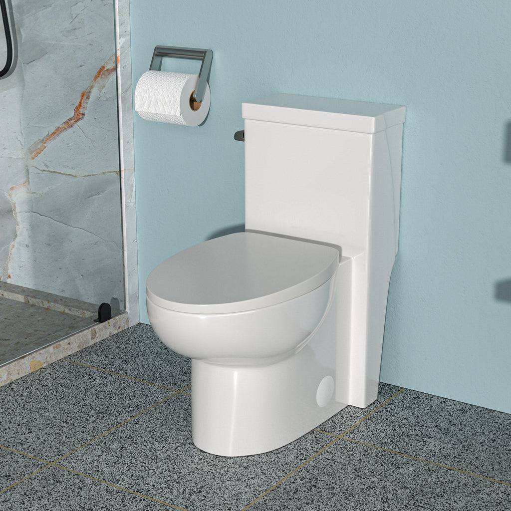 Modern Ceramic 1 Piece Toilet With Soft Closing Seat - White