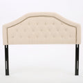 Queen & Full Size Headboard With Diamond Tufting And Nailhead Trim - Beige