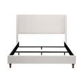 Hayden - King Size Upholstered Wingback Bed With And Tall 54" Headboard - Ivory