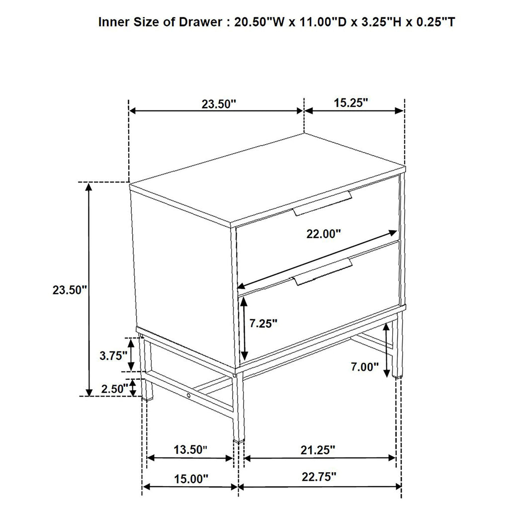 Yountville - 2 Drawer Nightstand - White