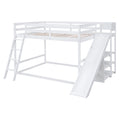 Bunk Bed With Ladder, Slide, And Shelves Pine Wood