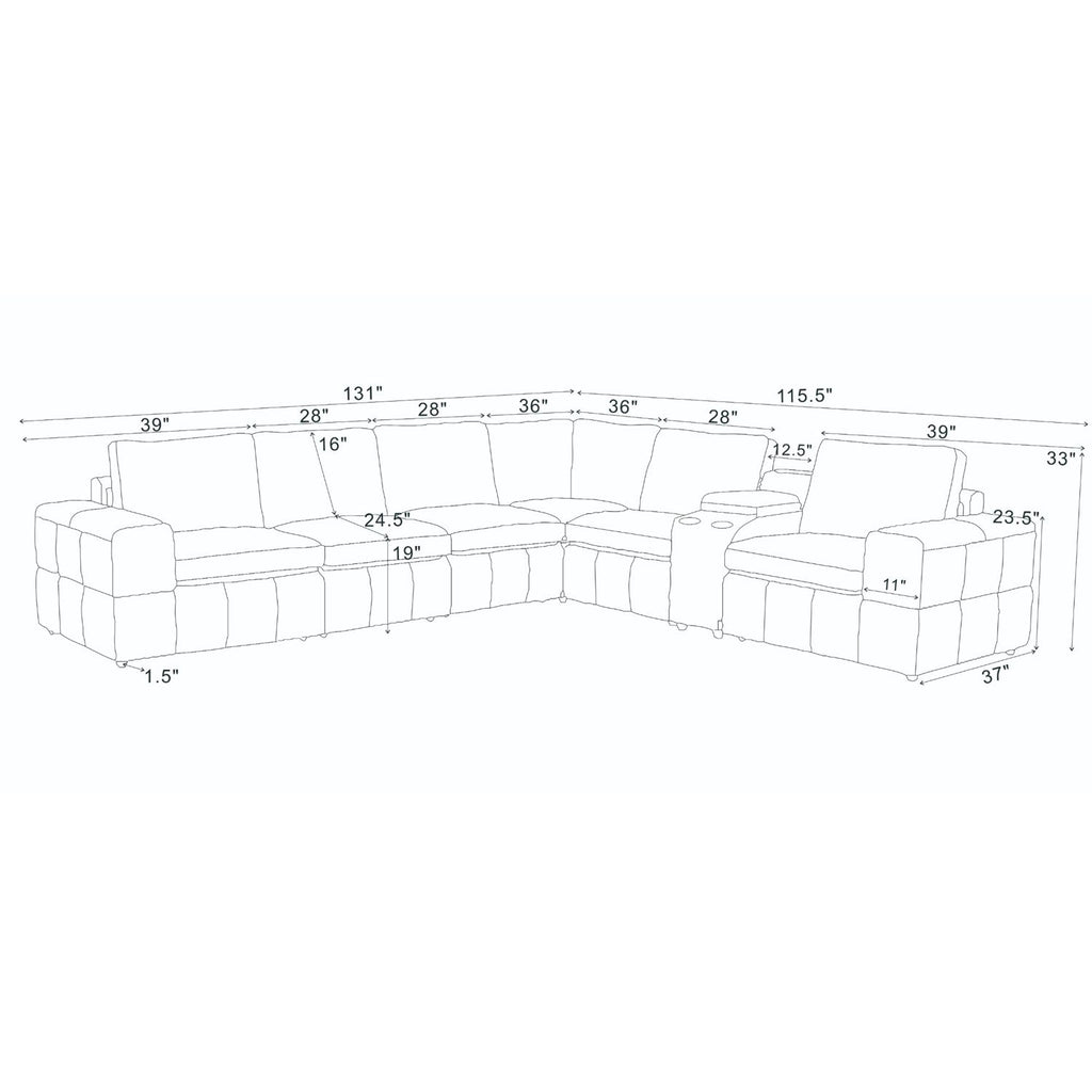 Modular Sectional With Large Square Arms