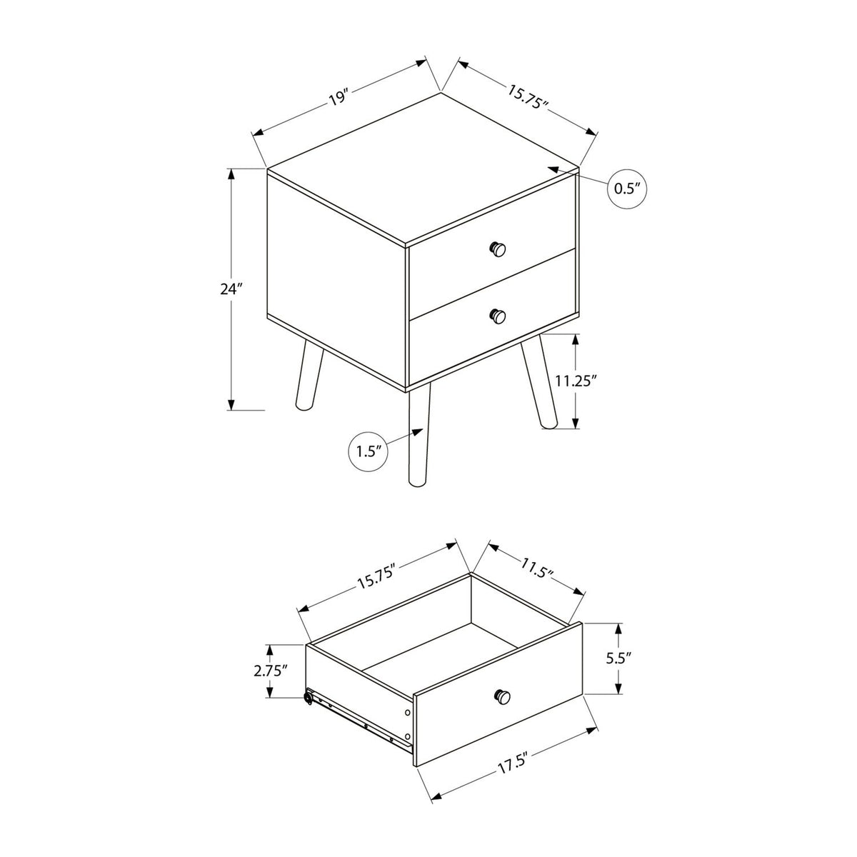 Accent Table & Storage Drawers - Black