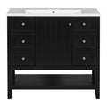 36" Bathroom Vanity & Sink, 2 Cabinet And 3 Drawers - Black