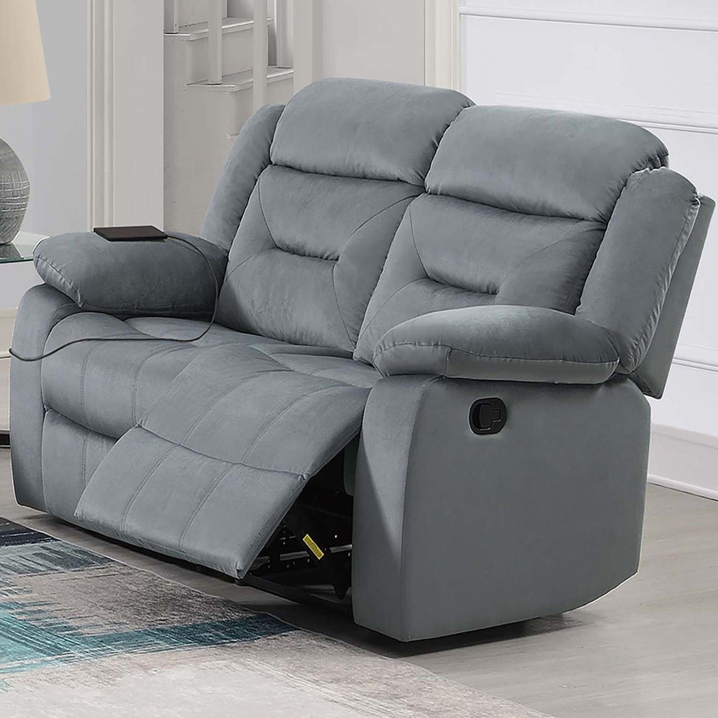 Modern Loveseat With Pillow Arms, Plush Backrest, Horizontal Tufting, USB Port